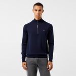 Erkek Regular Fit Yarım Fermuarlı Lacivert Triko