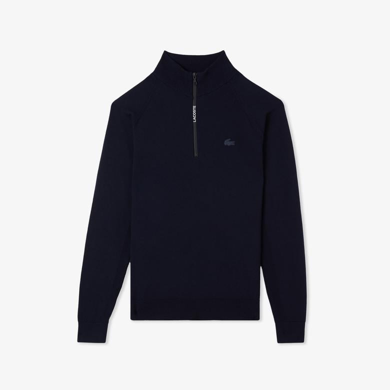 Erkek Regular Fit Yarım Fermuarlı Lacivert Triko