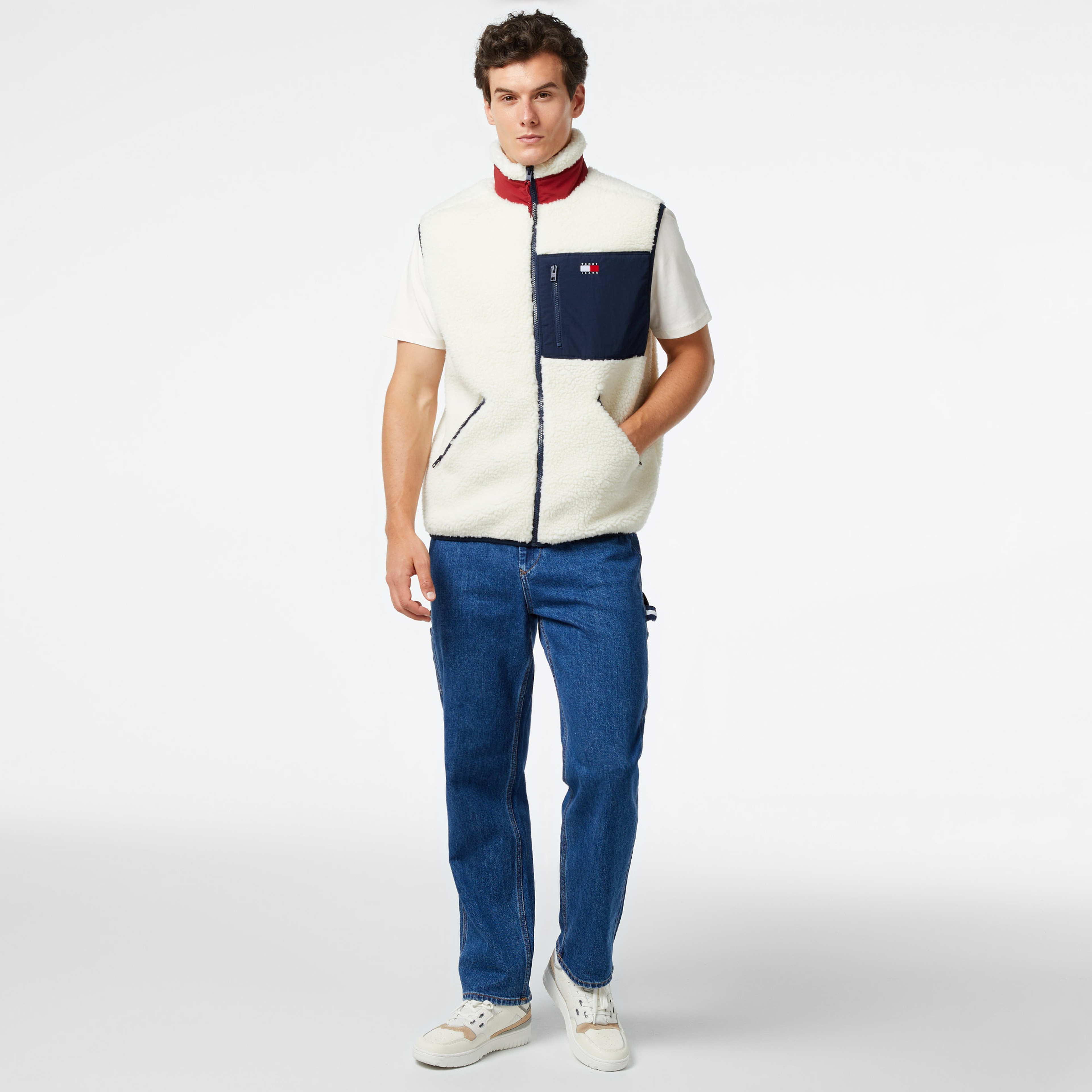 Tommy Jeans Outdoor Teddy Erkek Beyaz Yelek