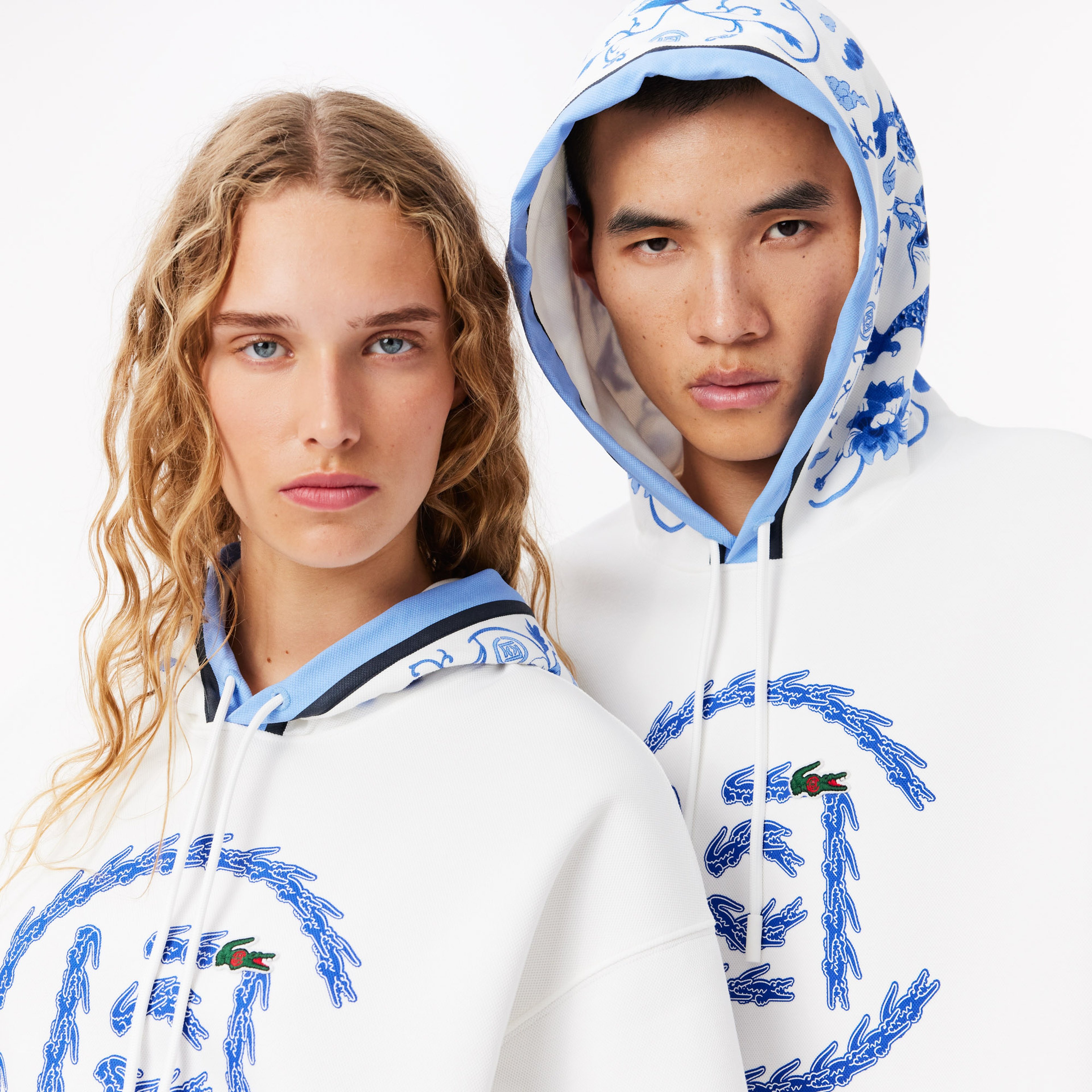 CLOT Unisex Loose Fit Kapüşonlu Baskılı Beyaz Sweatshirt