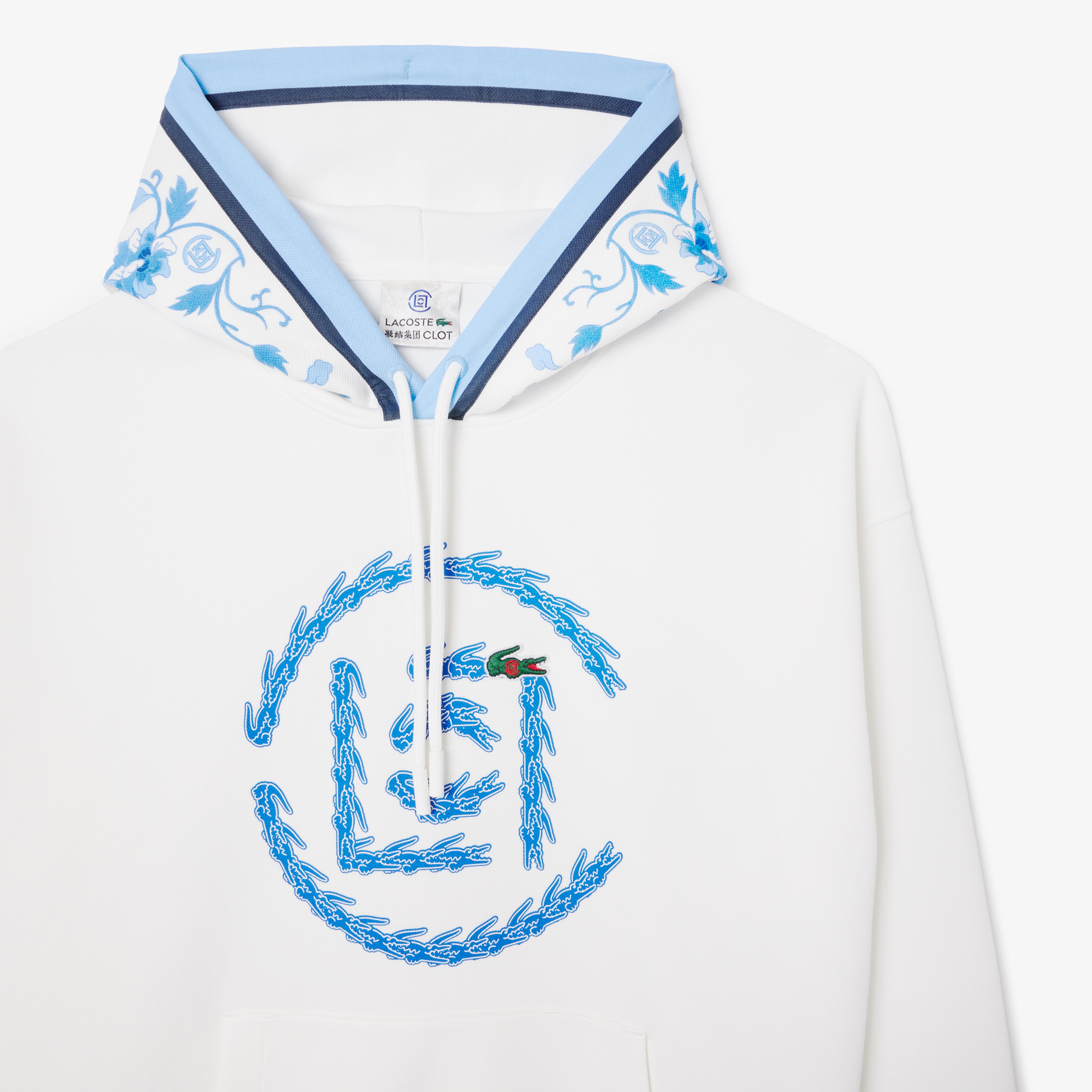 CLOT Unisex Loose Fit Kapüşonlu Baskılı Beyaz Sweatshirt