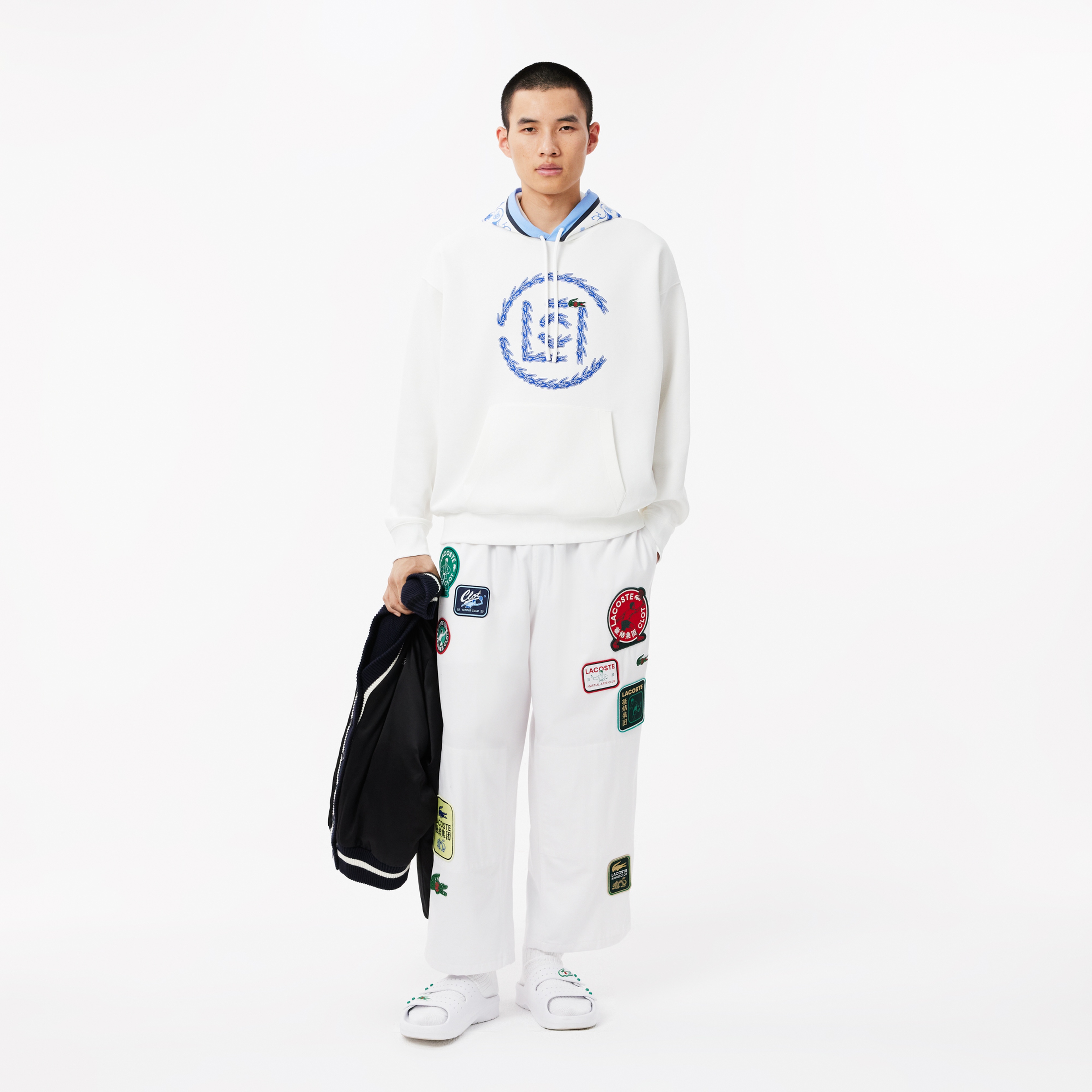 CLOT Unisex Loose Fit Kapüşonlu Baskılı Beyaz Sweatshirt