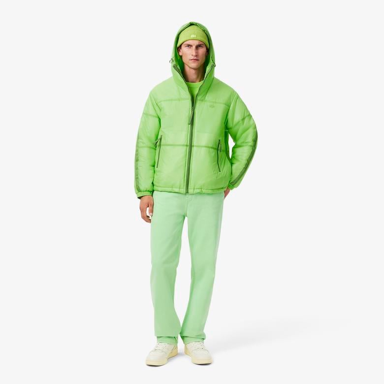 Relaxed Fit Erkek Kapüşonlu Yeşil Mont