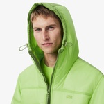 Relaxed Fit Erkek Kapüşonlu Yeşil Mont