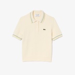 Kadın Relaxed Fit Kısa Kollu Polo Yaka Krem Triko