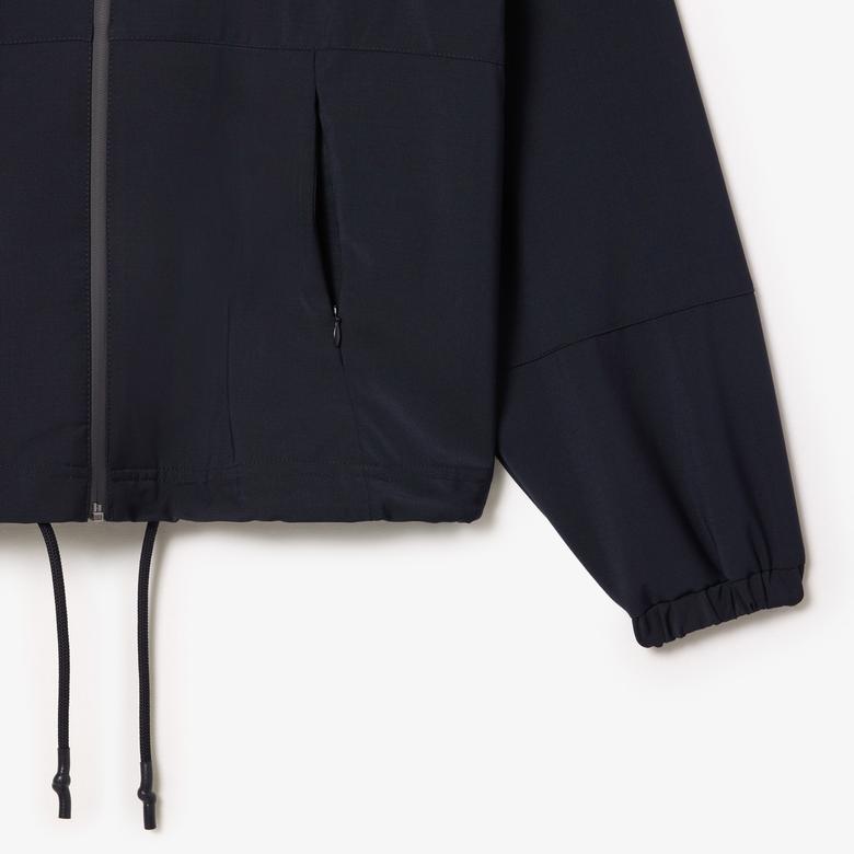 Kadın Relaxed Fit Kapüşonlu Lacivert Yağmurluk