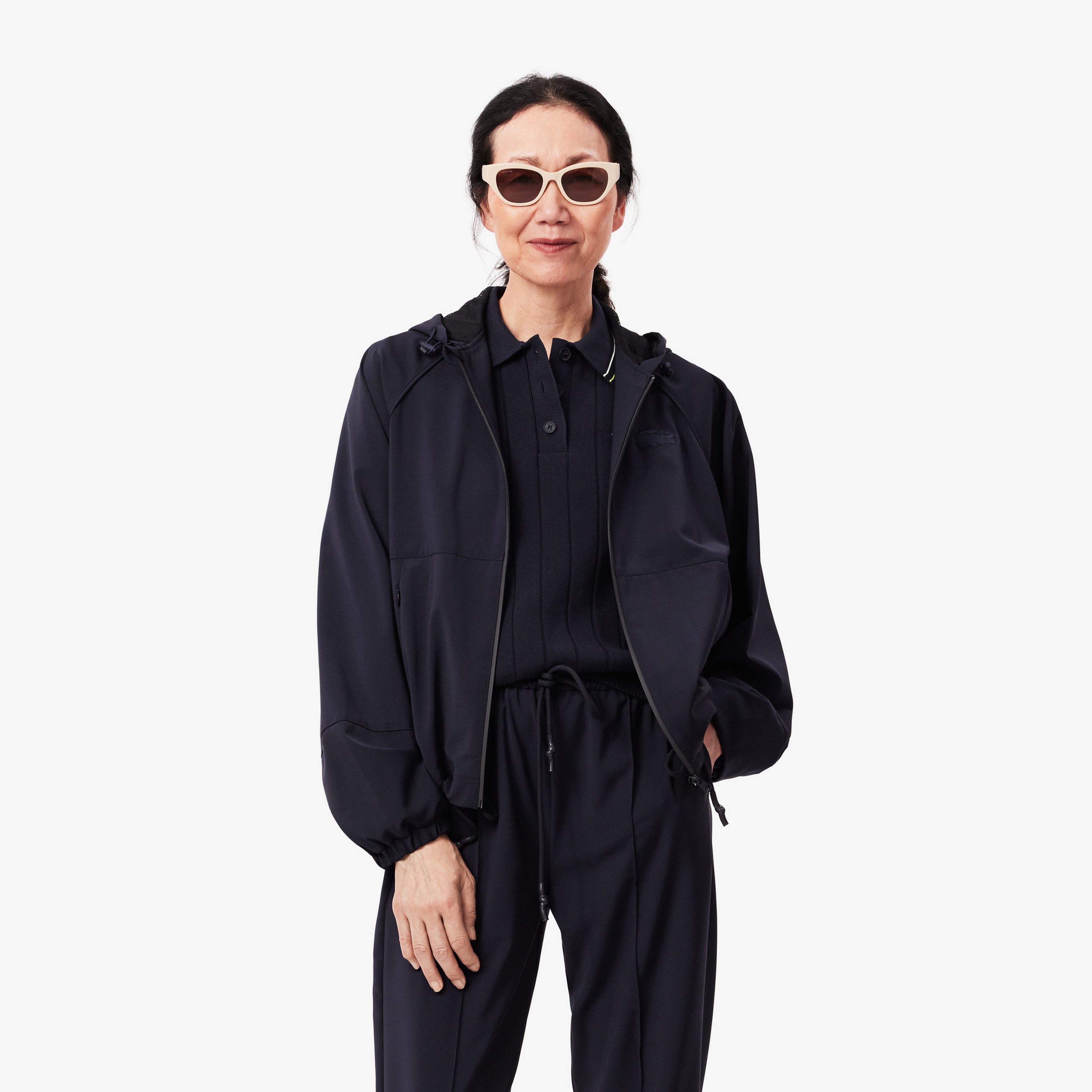 Kadın Relaxed Fit Kapüşonlu Lacivert Yağmurluk