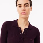 Kadın Uzun Kollu Polo Yaka Yün Bordo Elbise