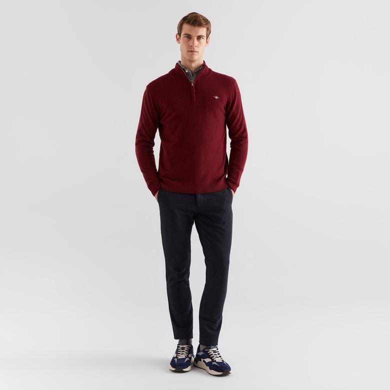 GANT Erkek Bordo Regular Fit Yarım Fermuarlı Yün Kazak