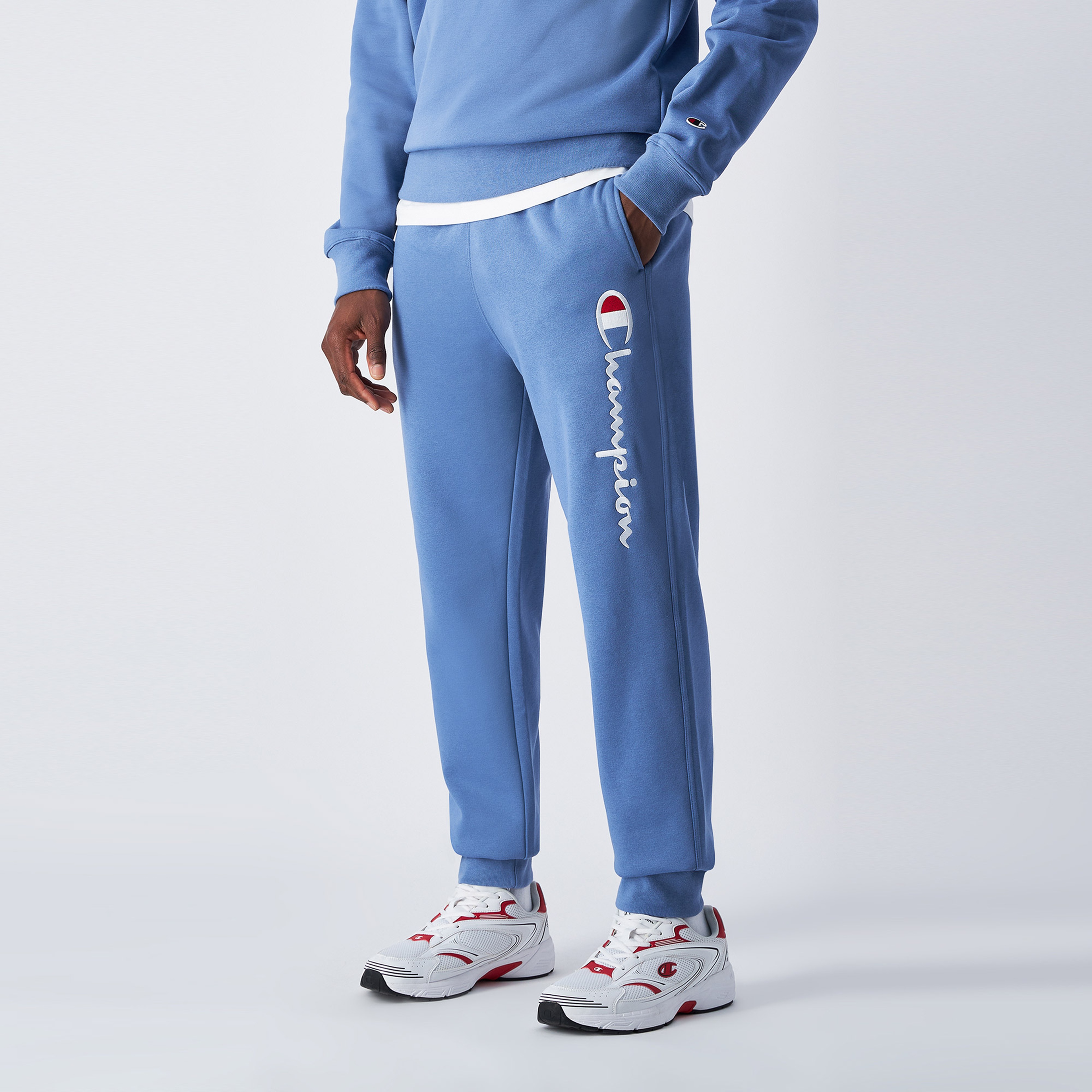 Champion Fleece Big Logo Jogger Erkek Mavi Eşofman Altı