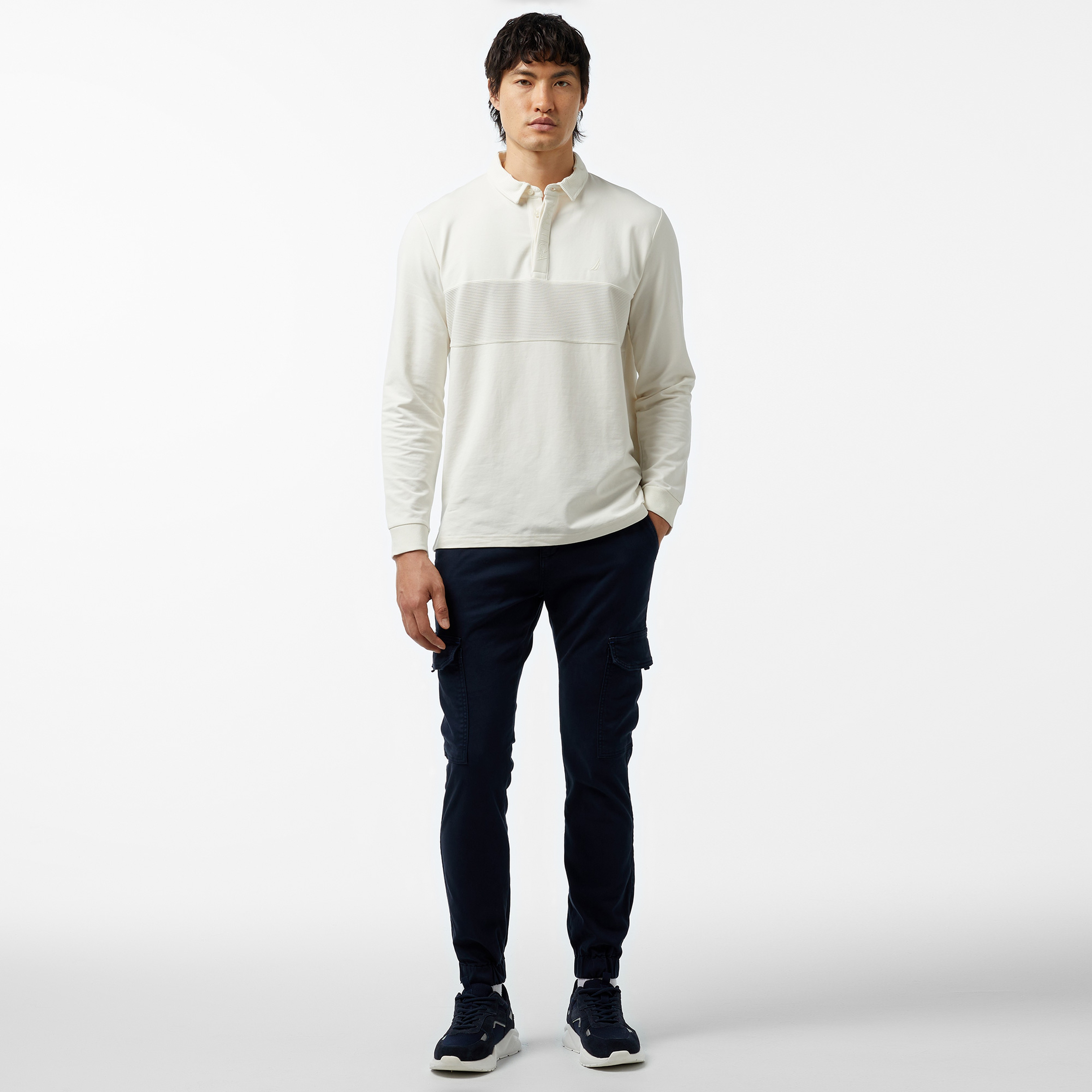 Nautica Erkek Kırık Beyaz Uzun Kollu Polo Yaka T-Shirt
