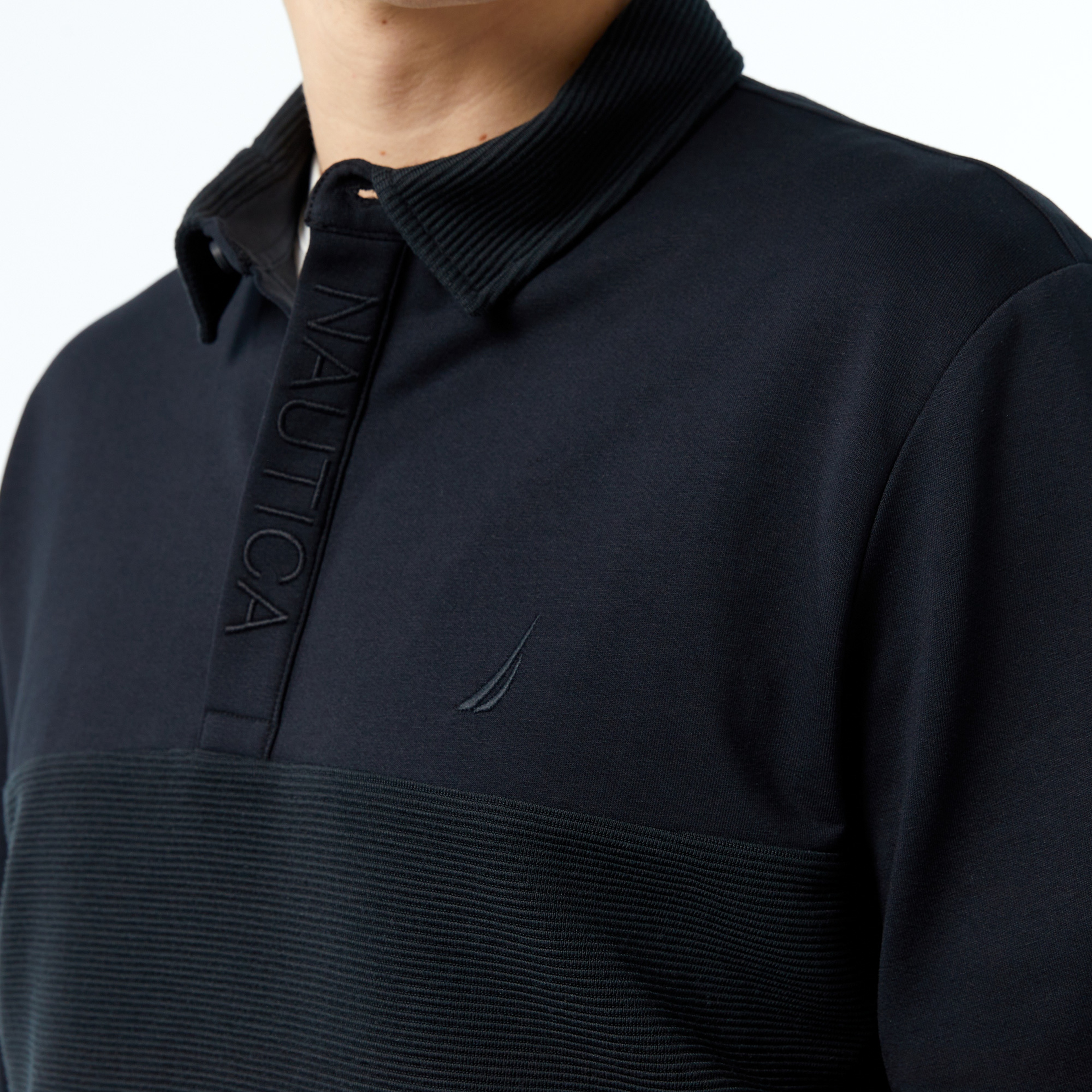 Nautica Erkek Siyah Uzun Kollu Polo Yaka T-Shirt