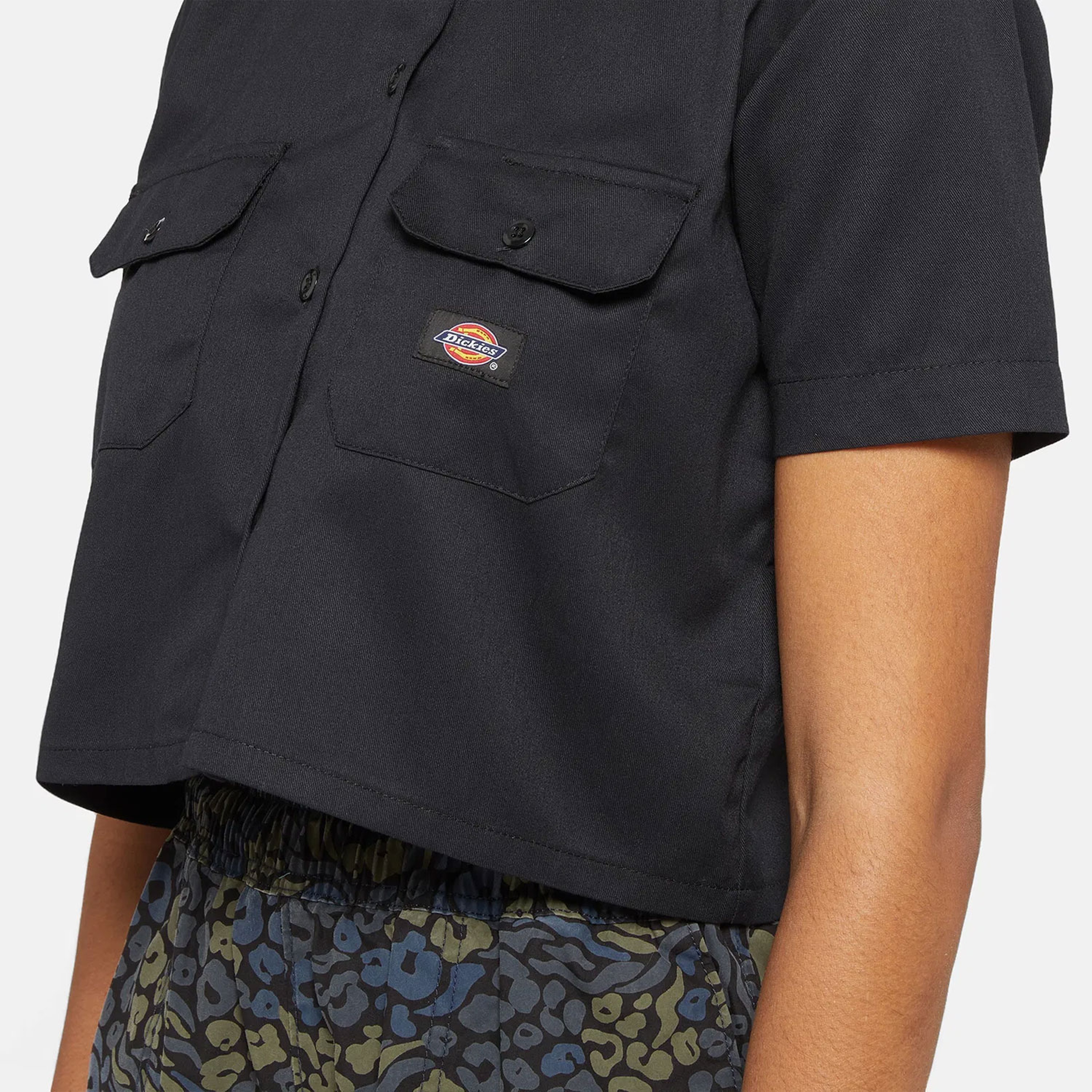 Dickies Work Shirt Cropped Ss W Kadın Siyah Gömlek