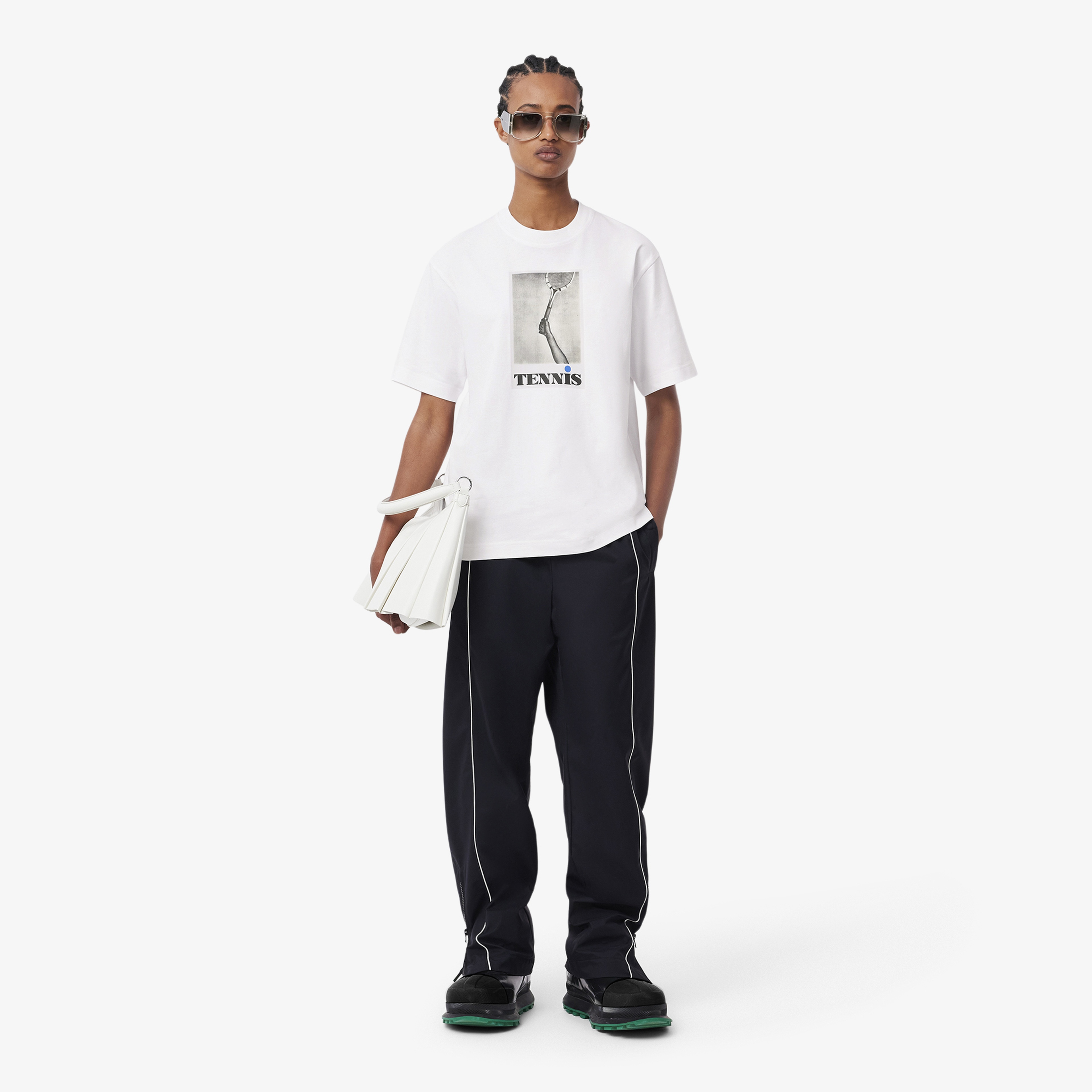 FW24 RUNWAY Unisex Loose Fit Baskılı Beyaz T-Shirt