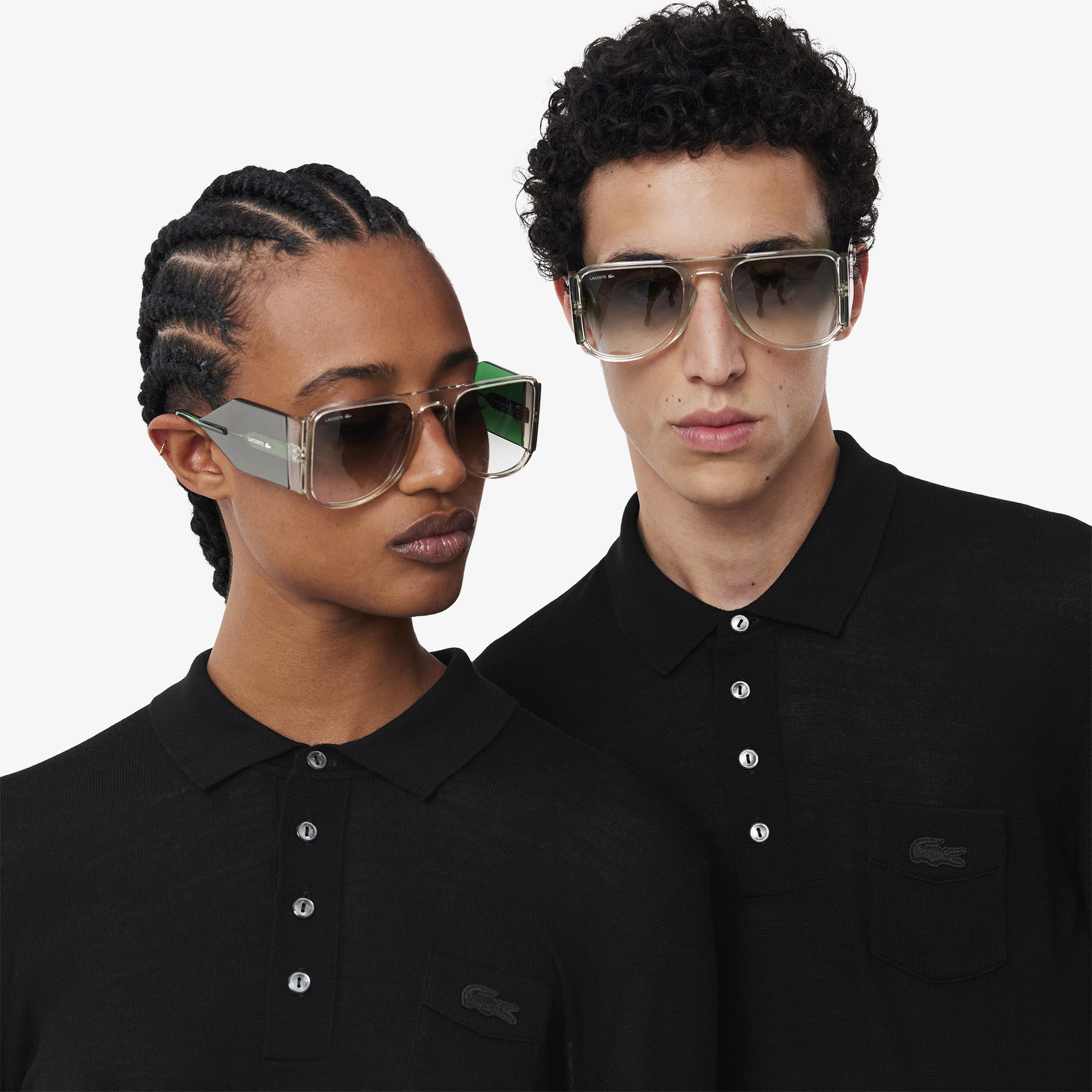 FW24 RUNWAY Unisex Slim Fit Polo Yaka Siyah Triko