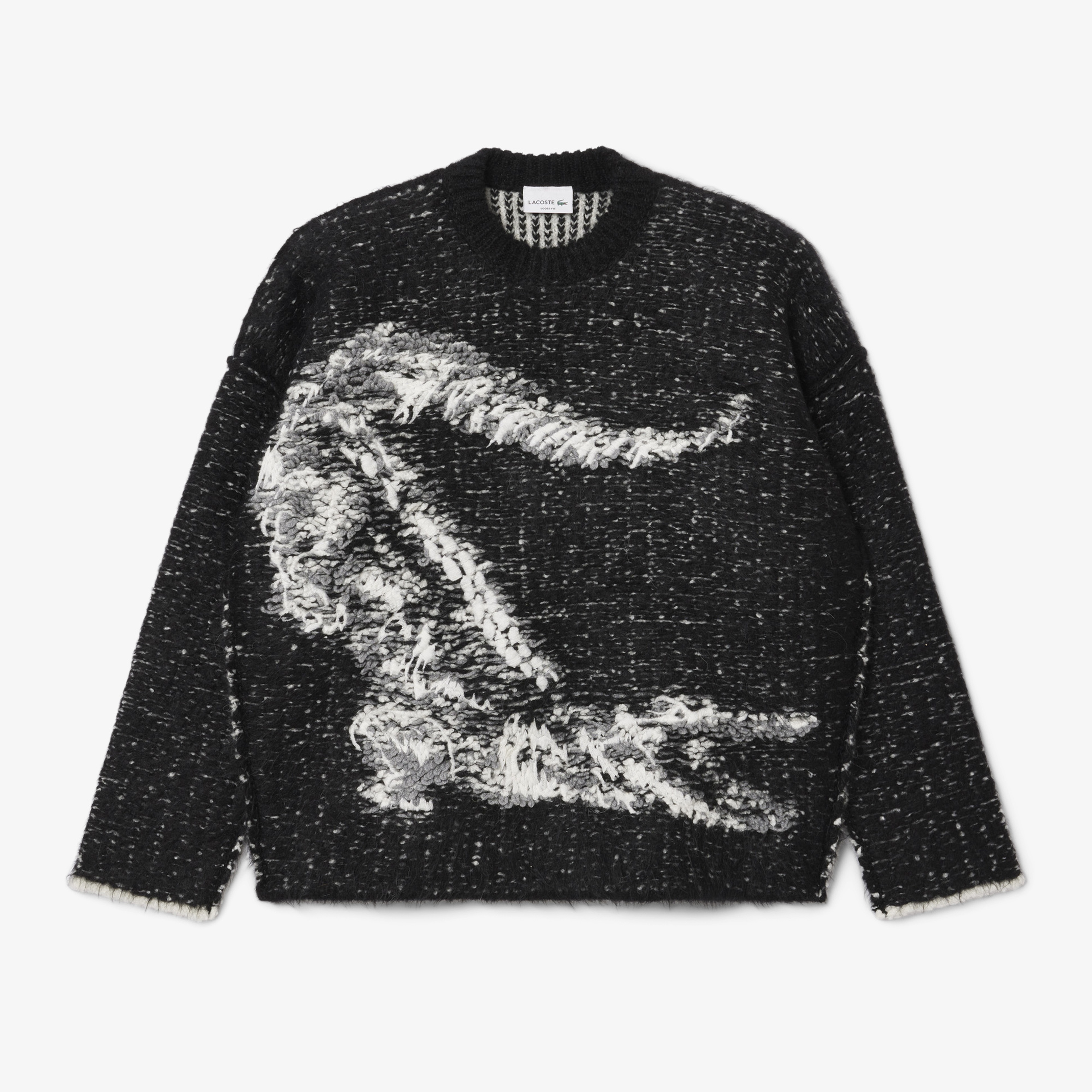 FW24 RUNWAY Unisex Loose Fit Bisiklet Yaka Siyah Kazak