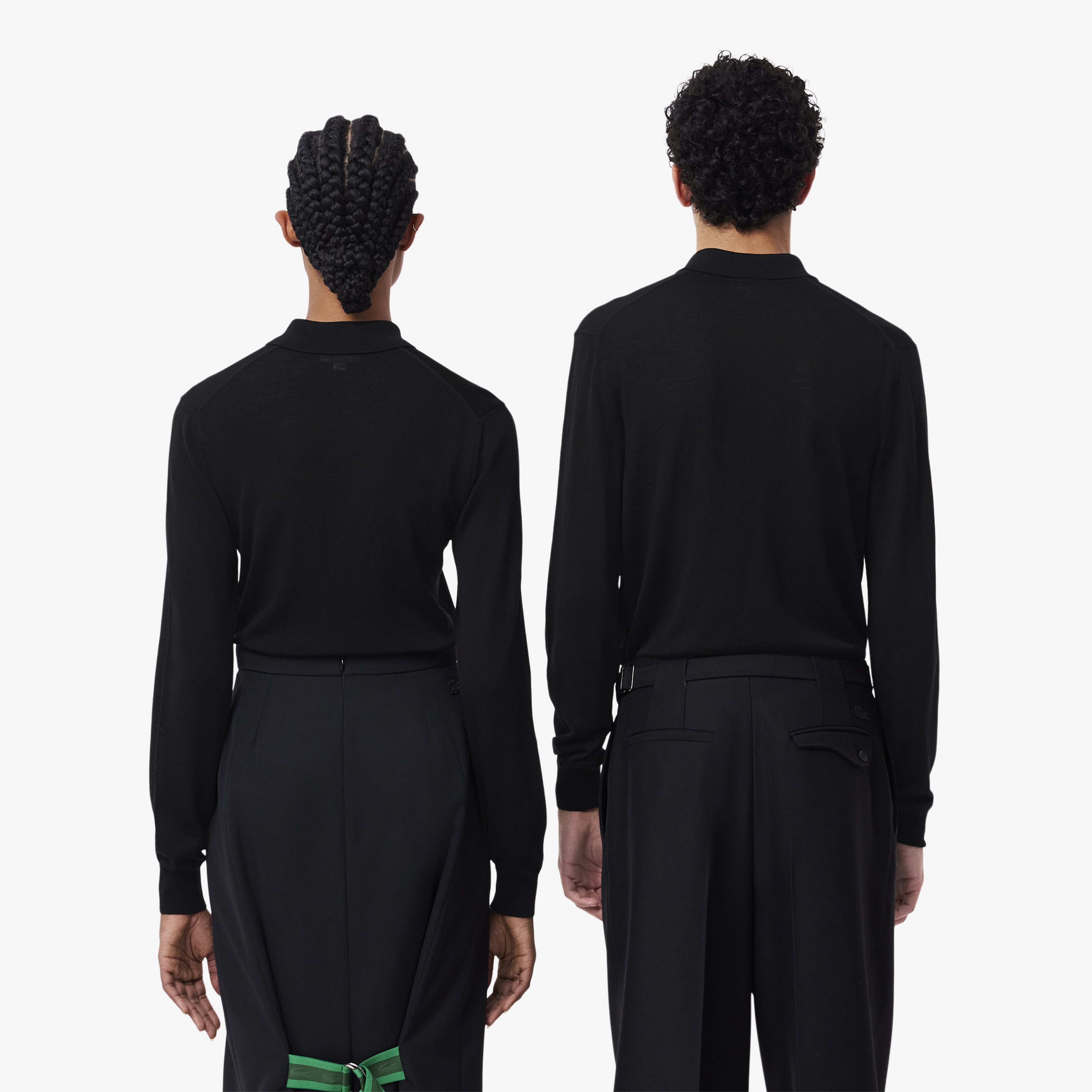 FW24 RUNWAY Unisex Slim Fit Polo Yaka Siyah Triko