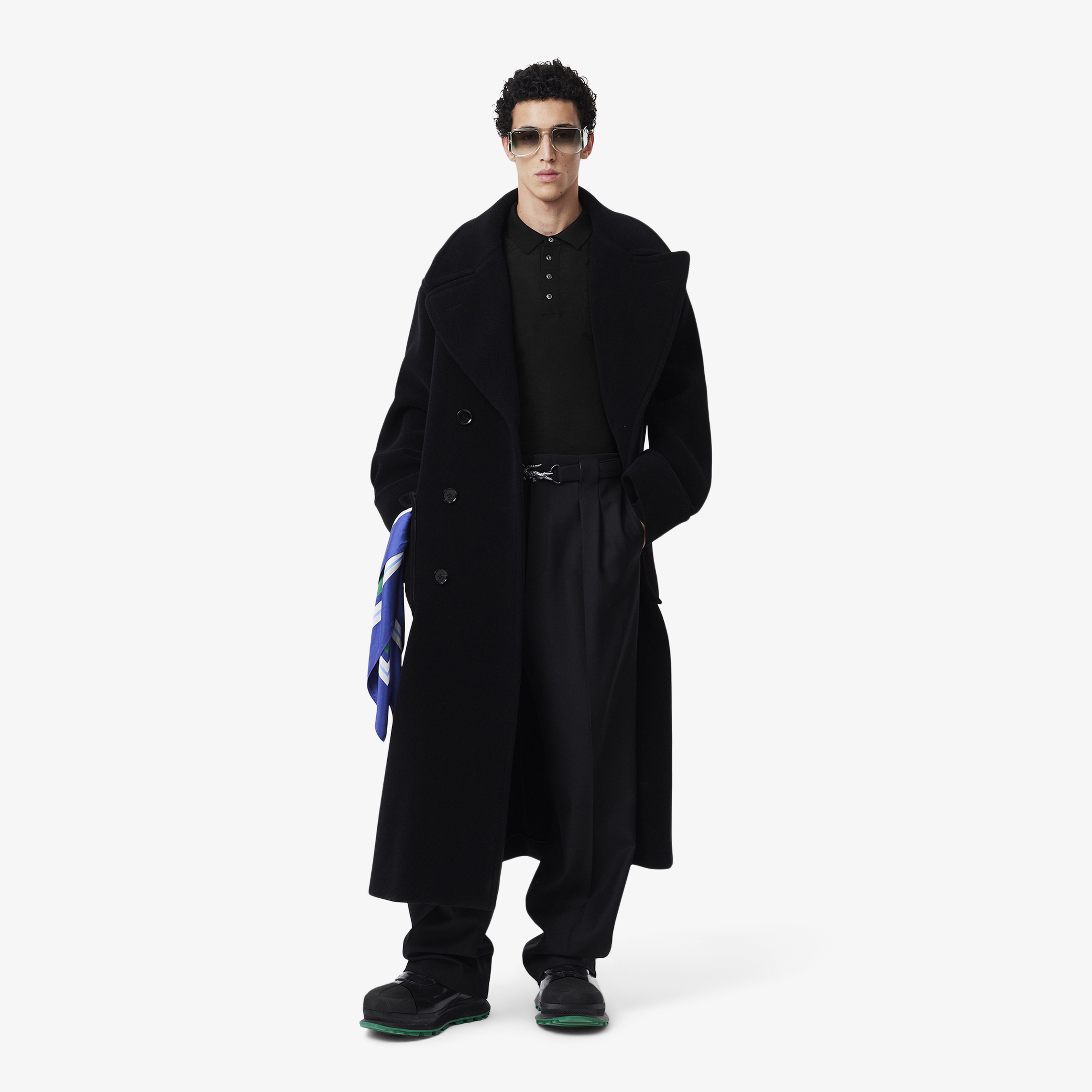 FW24 RUNWAY Unisex Slim Fit Polo Yaka Siyah Triko