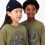 Çocuk Bisiklet Yaka Baskılı Haki Sweatshirt