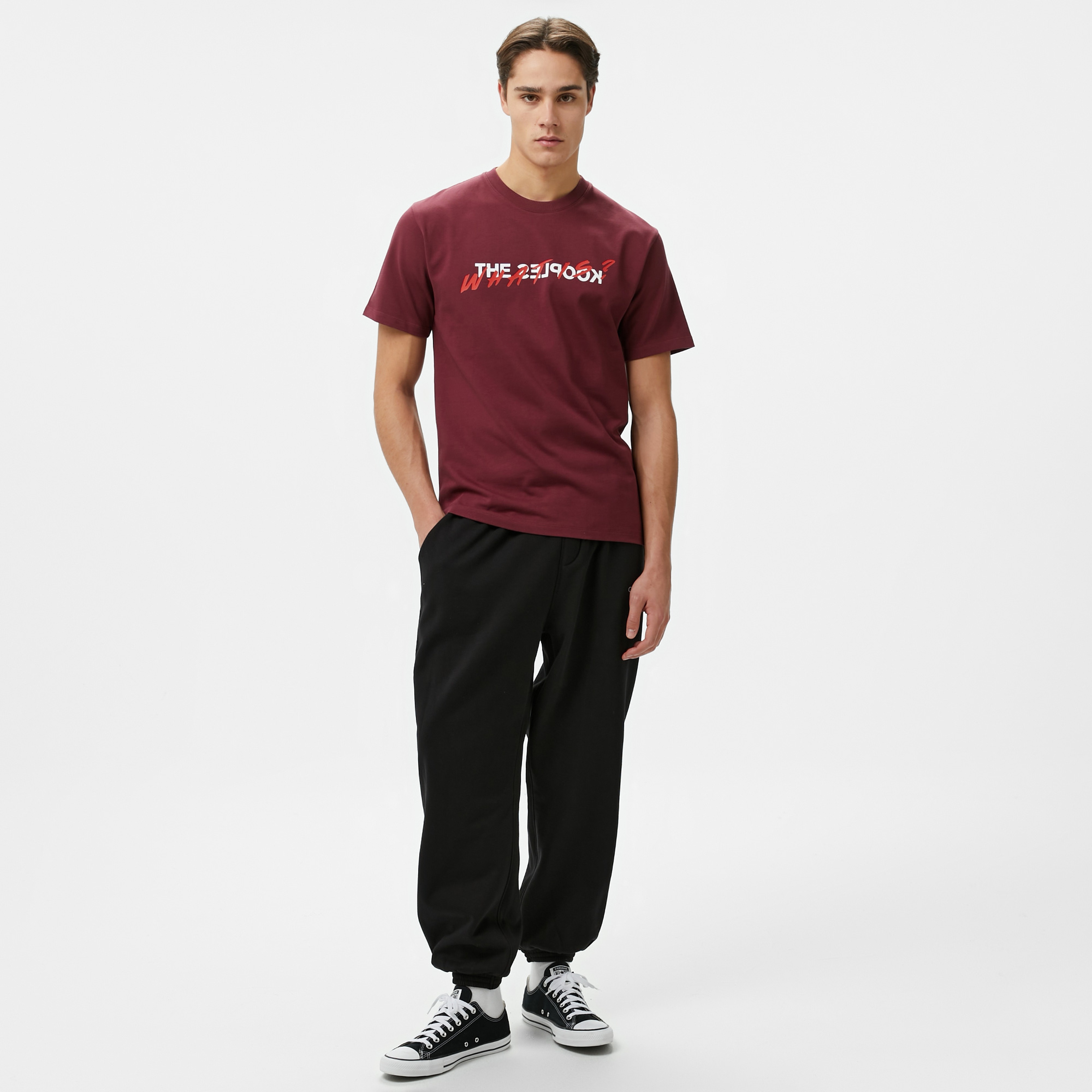 The Kooples Classic Erkek Bordo T-Shirt