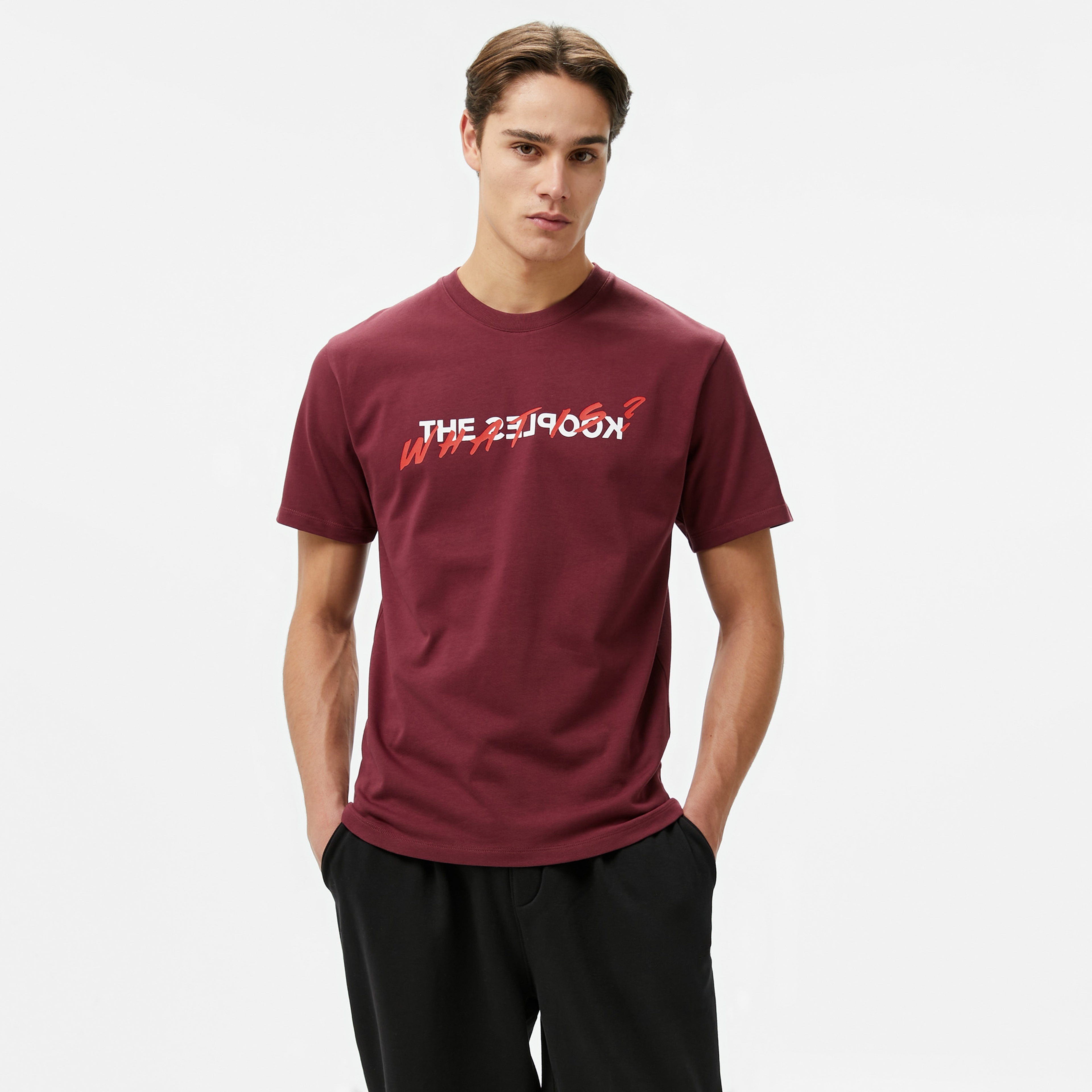 The Kooples Classic Erkek Bordo T-Shirt