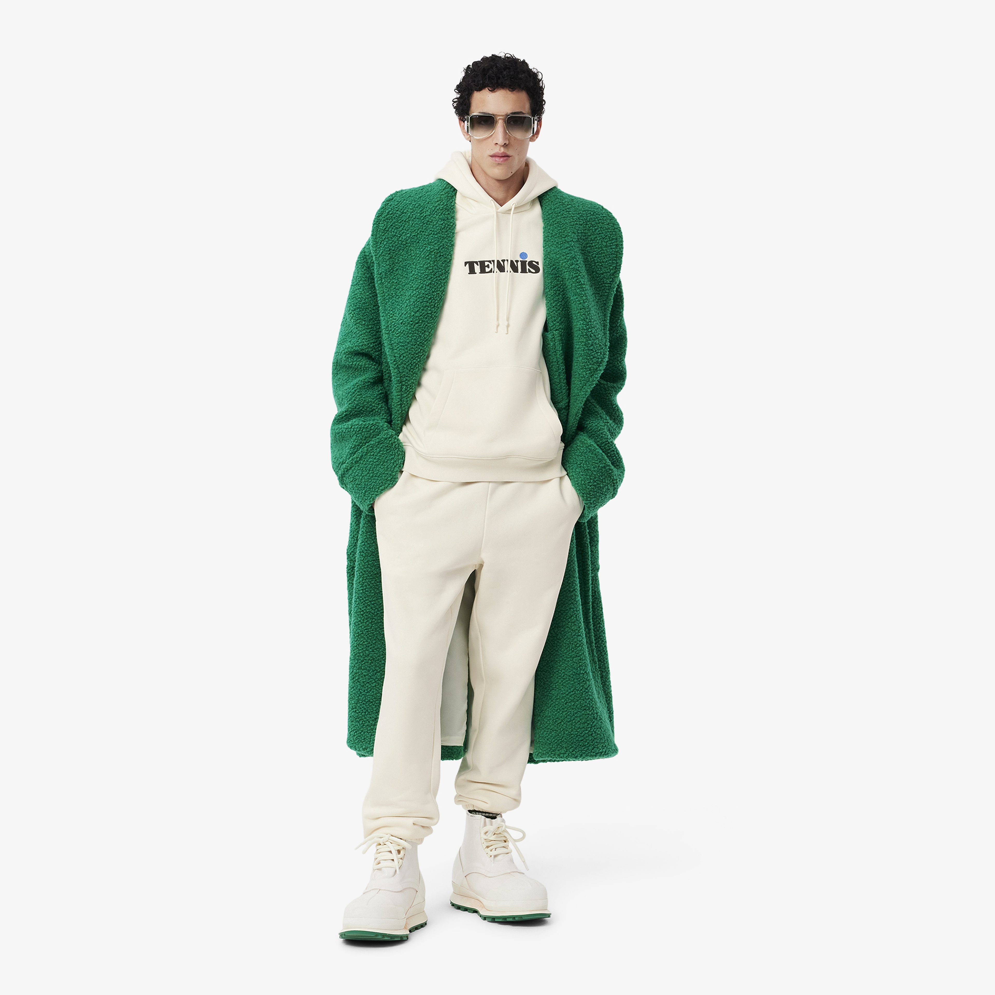 FW24 RUNWAY Unisex Loose Fit Baskılı Beyaz Sweatshirt