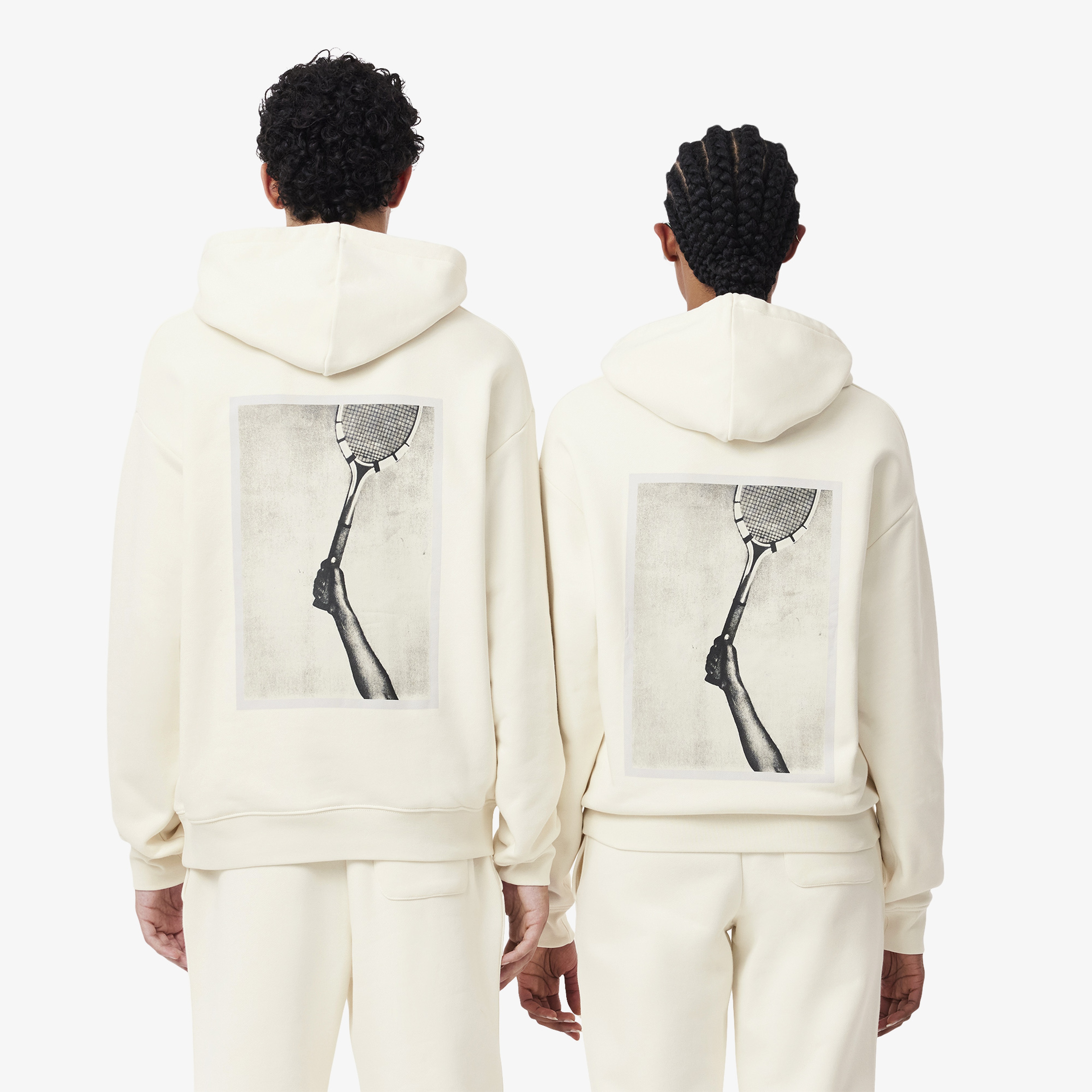 FW24 RUNWAY Unisex Loose Fit Baskılı Beyaz Sweatshirt