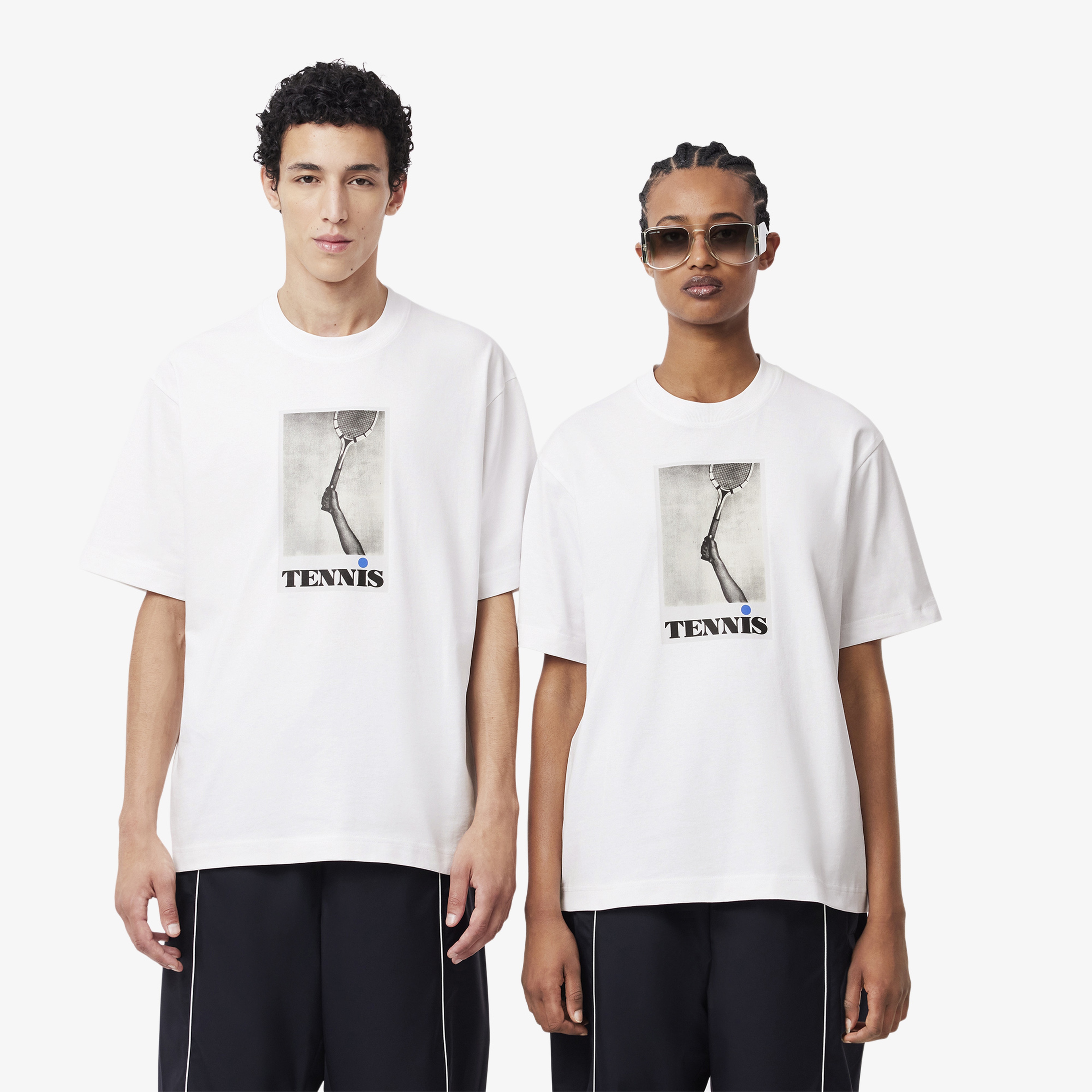 FW24 RUNWAY Unisex Loose Fit Baskılı Beyaz T-Shirt