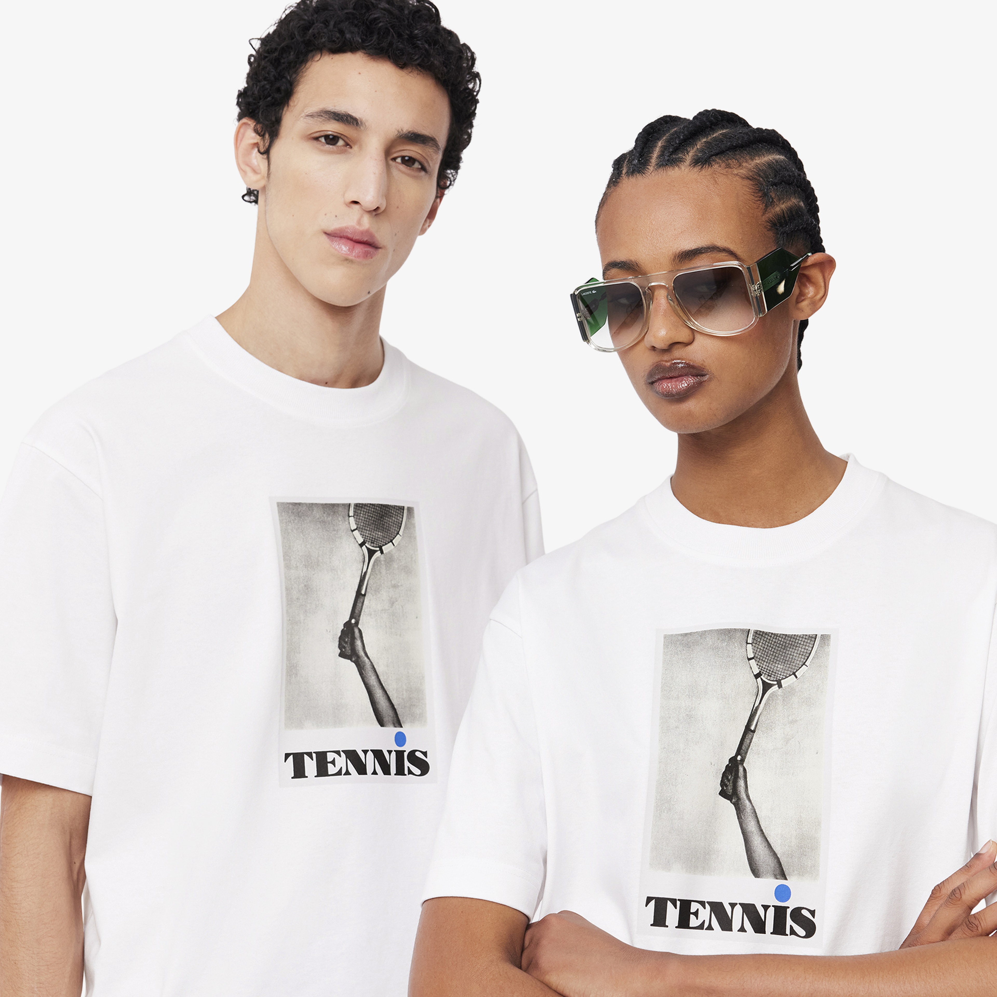 FW24 RUNWAY Unisex Loose Fit Baskılı Beyaz T-Shirt