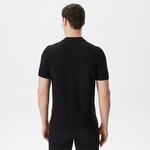 Erkek Regular Fit Kısa Kollu Polo Yaka Siyah Triko