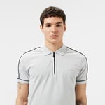 Erkek Slim Fit Yarım Fermuarlı Gri Polo