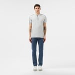 Erkek Slim Fit Yarım Fermuarlı Gri Polo