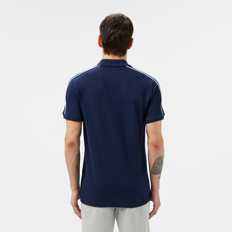 Erkek Slim Fit Yarım Fermuarlı Lacivert Polo