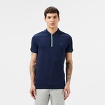 Erkek Slim Fit Yarım Fermuarlı Lacivert Polo