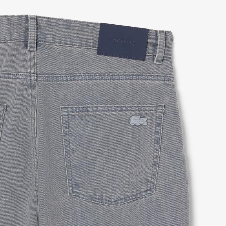 Erkek Straight Fit Gri Jean Pantolon