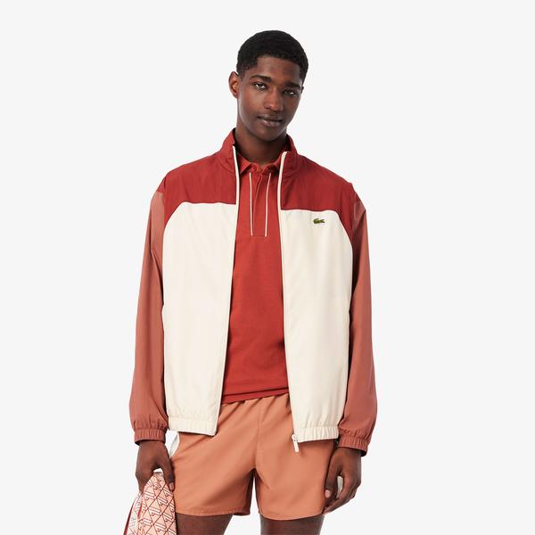 Erkek Dik Yaka Renk Bloklu Bordo Ceket