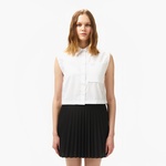 Kadın Regular Fit Kolsuz Beyaz Gömlek