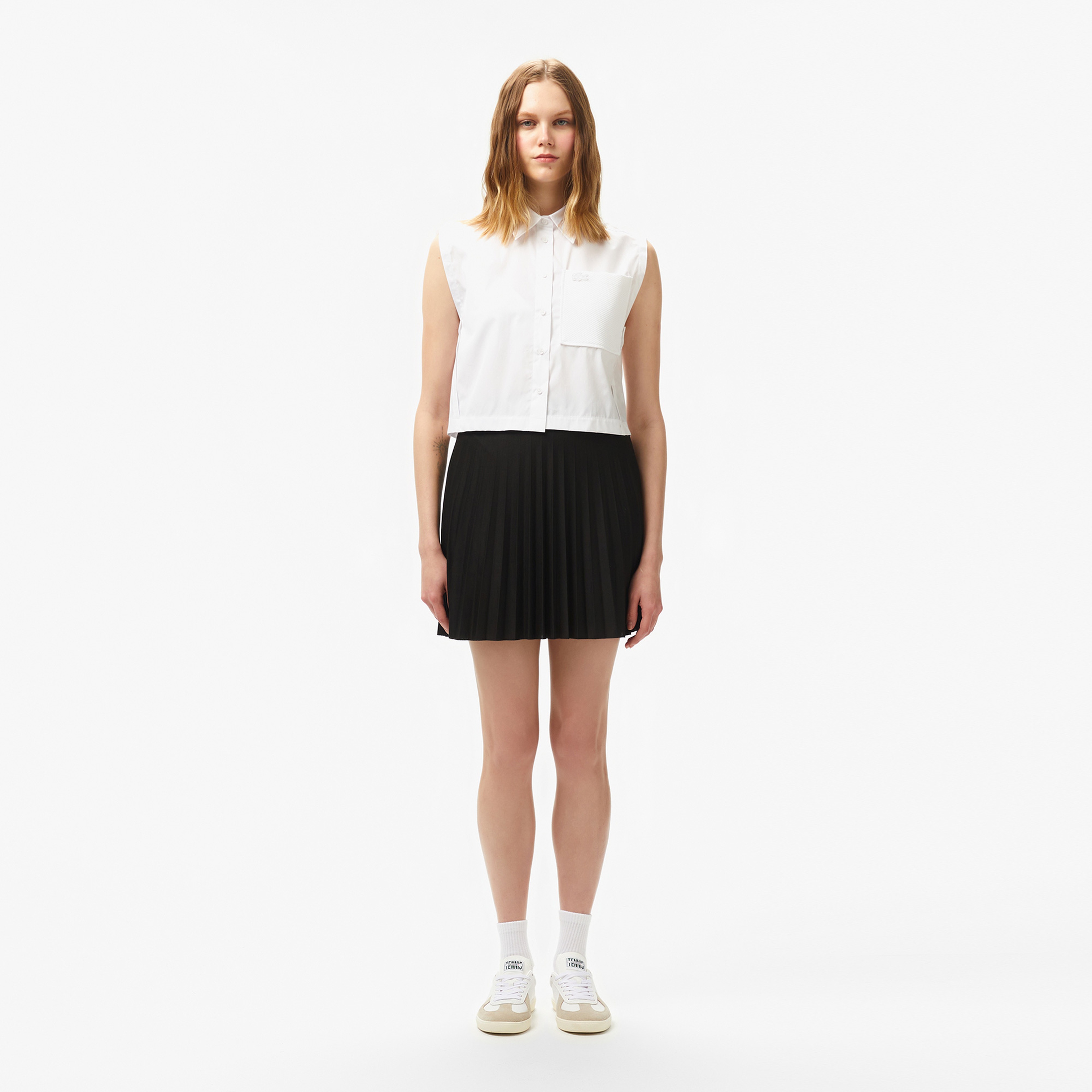 Kadın Regular Fit Kolsuz Beyaz Gömlek