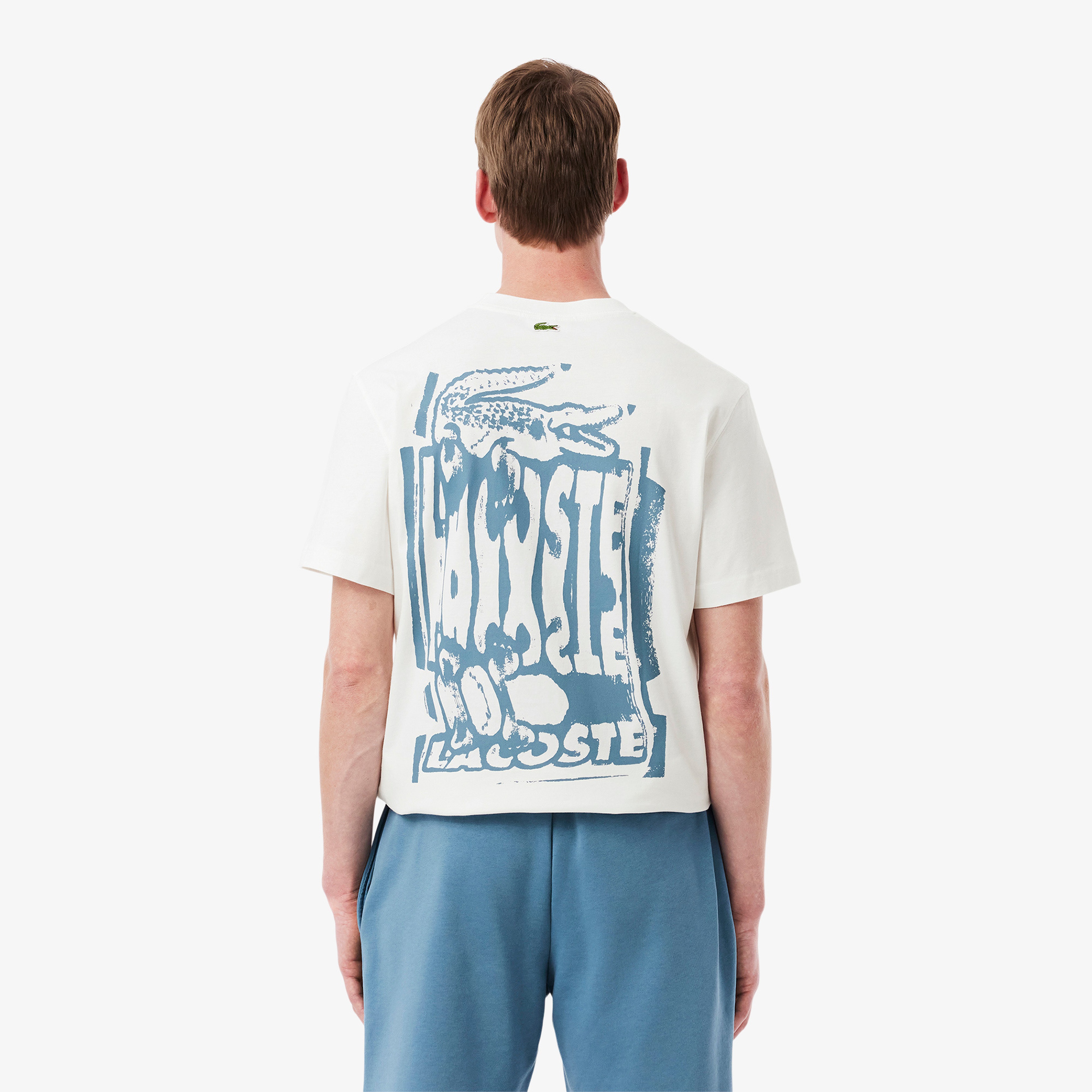 Erkek Classic Fit Bisiklet Yaka Baskılı Krem T-Shirt