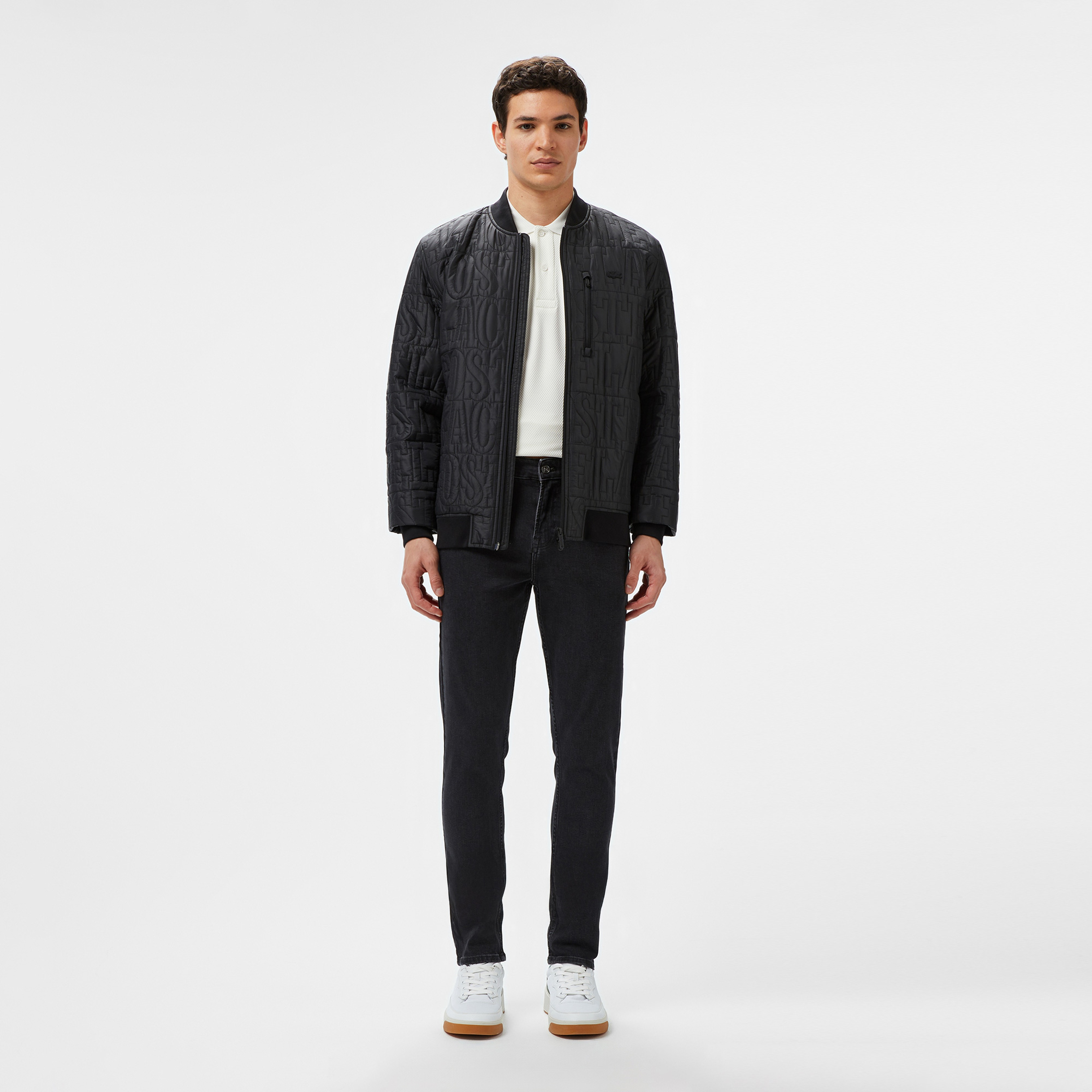 Erkek Regular Fit Dik Yaka Kapitone Siyah Mont