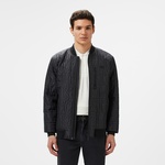 Erkek Regular Fit Dik Yaka Kapitone Siyah Mont