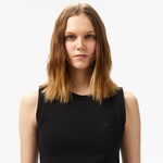 Kadın Slim Fit Kolsuz Bisiklet Yaka Siyah T-Shirt