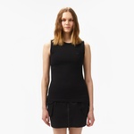 Kadın Slim Fit Kolsuz Bisiklet Yaka Siyah T-Shirt