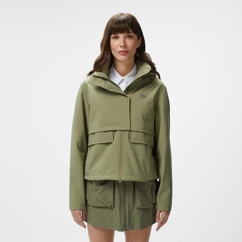 Kadın Relaxed Fit Kapüşonlu Yeşil Yağmurluk
