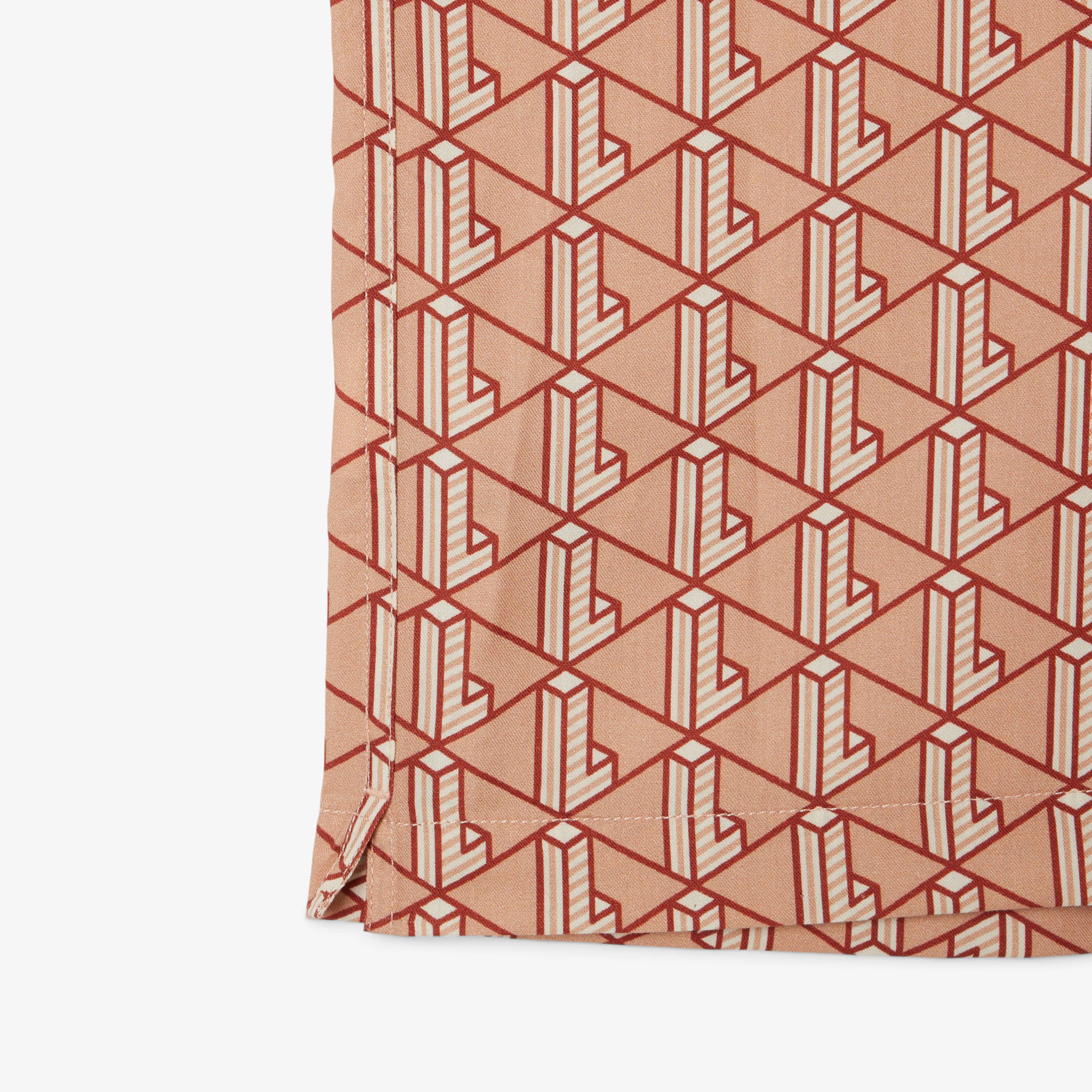 Erkek Relaxed Fit Kısa Kollu Monogram Turuncu Gömlek