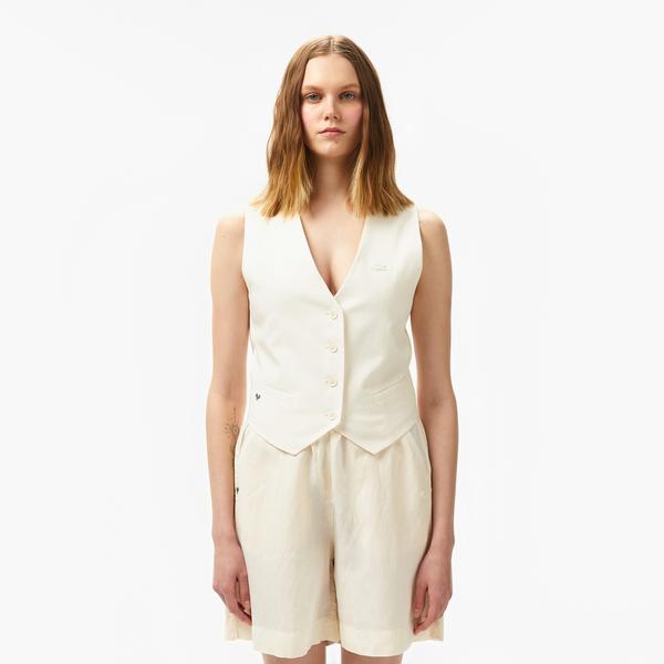 Kadın Slim Fit Beyaz Yelek