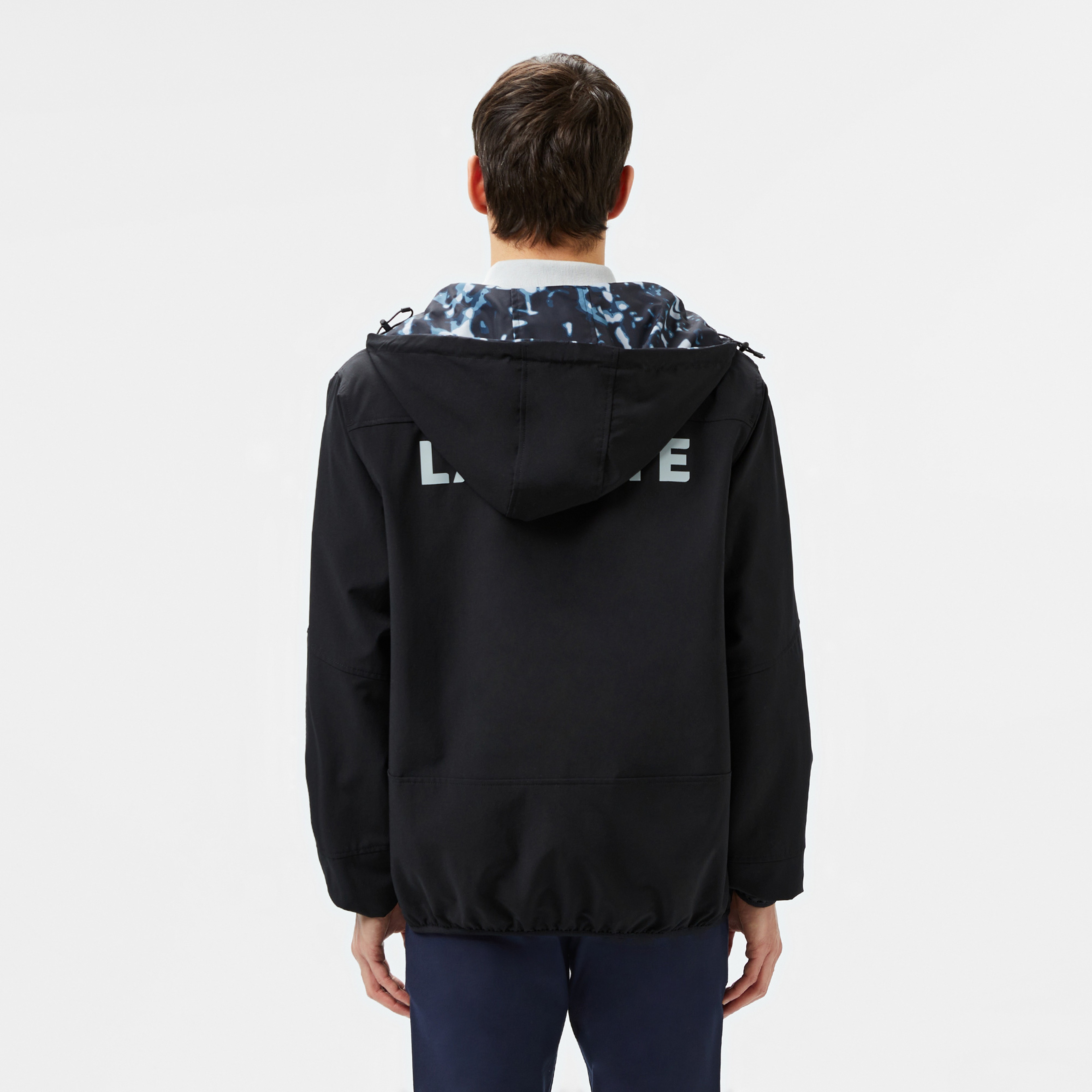 Erkek Kapüşonlu Çift Taraflı Siyah Ceket