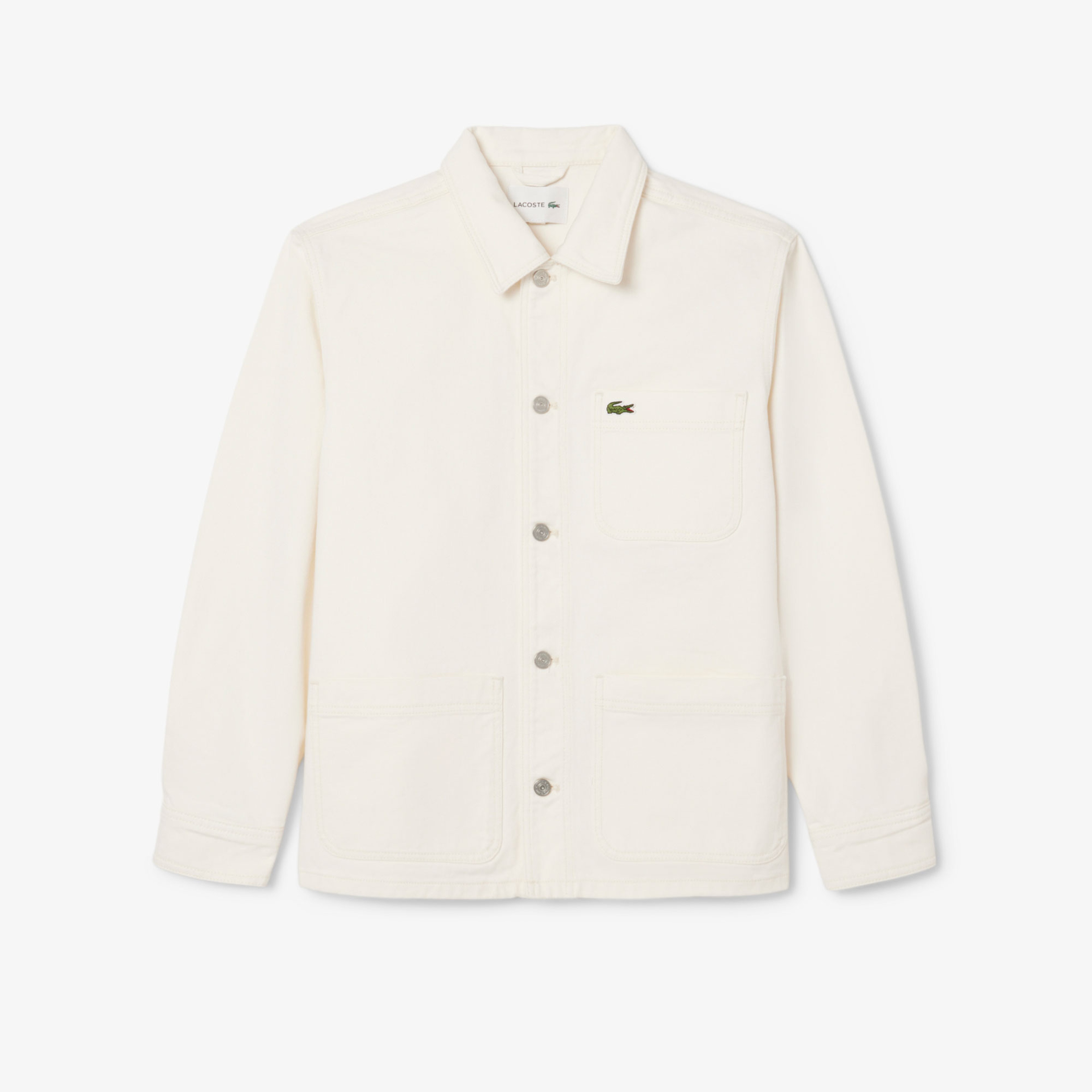 Erkek Oversize Fit Gömlek Yaka Denim Krem Ceket