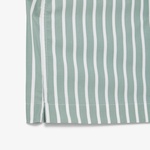 Erkek Relaxed Fit Kısa Kollu Çizgili Yeşil Gömlek