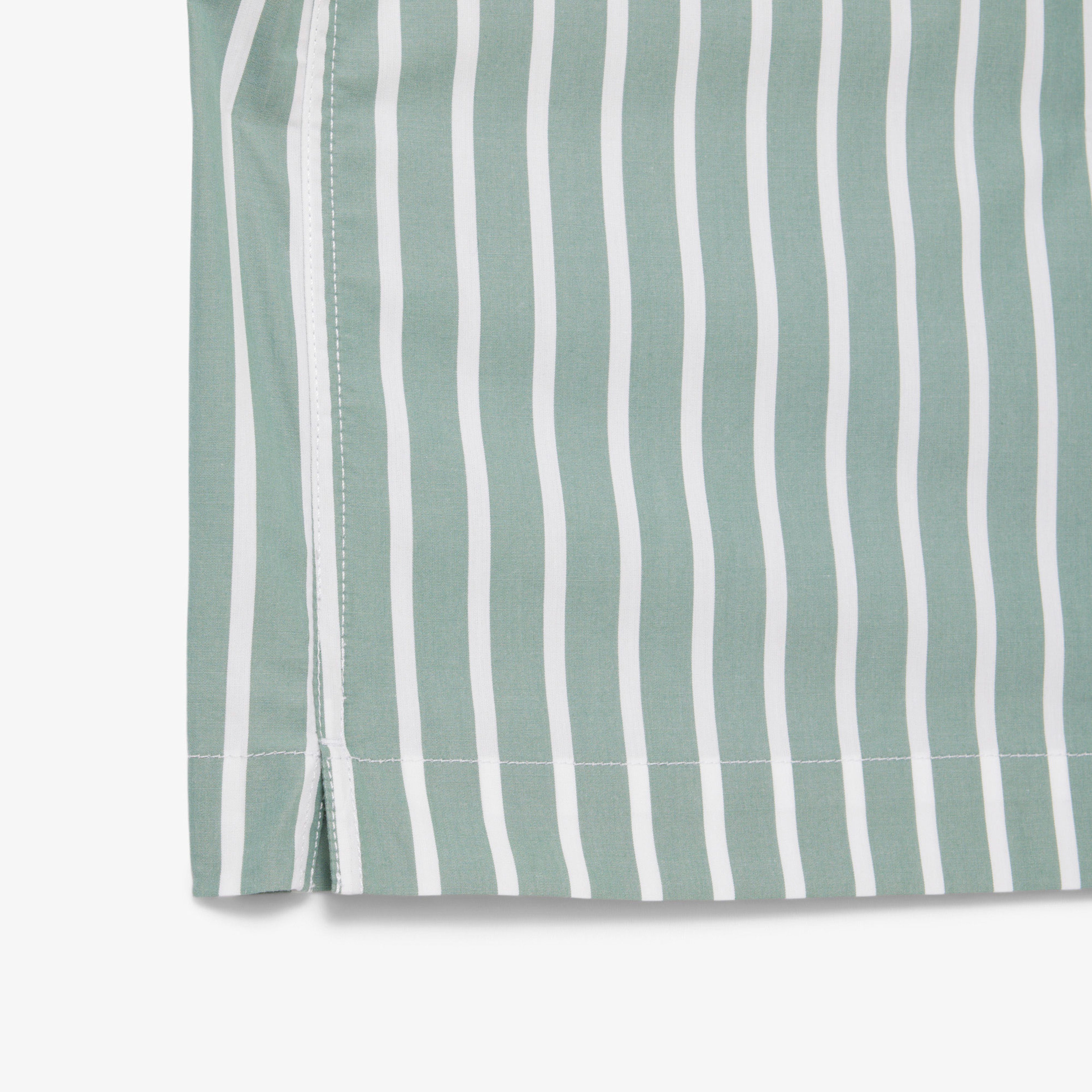 Erkek Relaxed Fit Kısa Kollu Çizgili Yeşil Gömlek